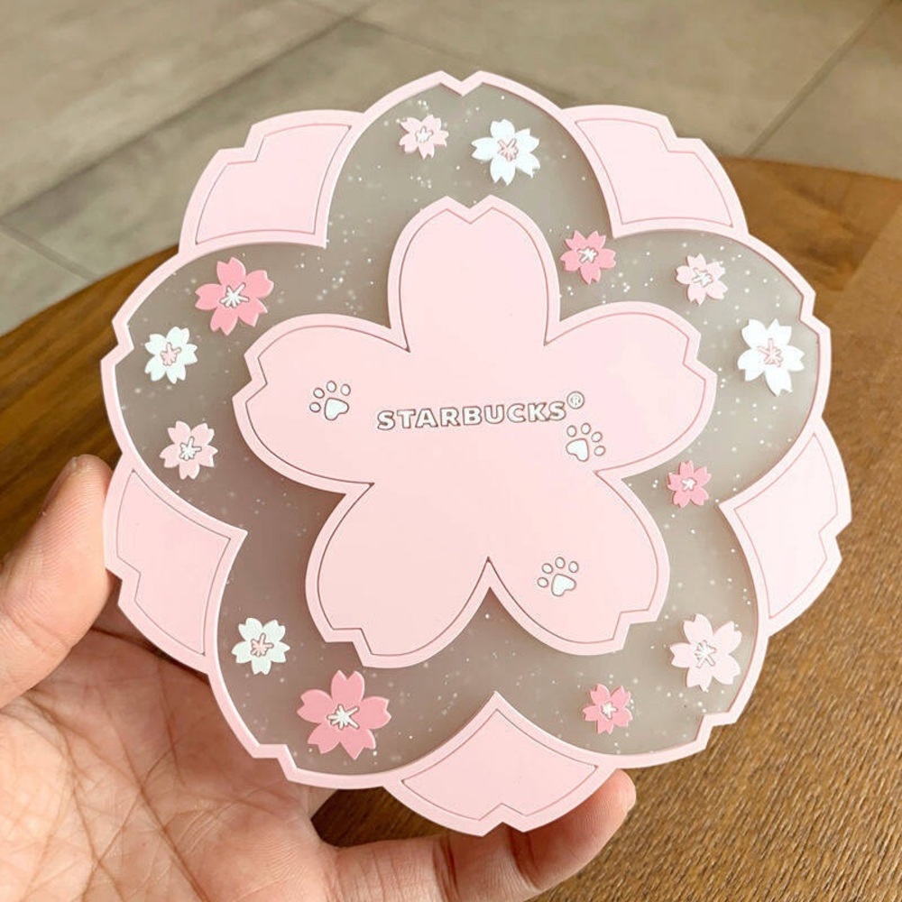 One Starbucks Cherry Blossom Cup Coasters |Silicone Coasters Pink Sakura Coaster